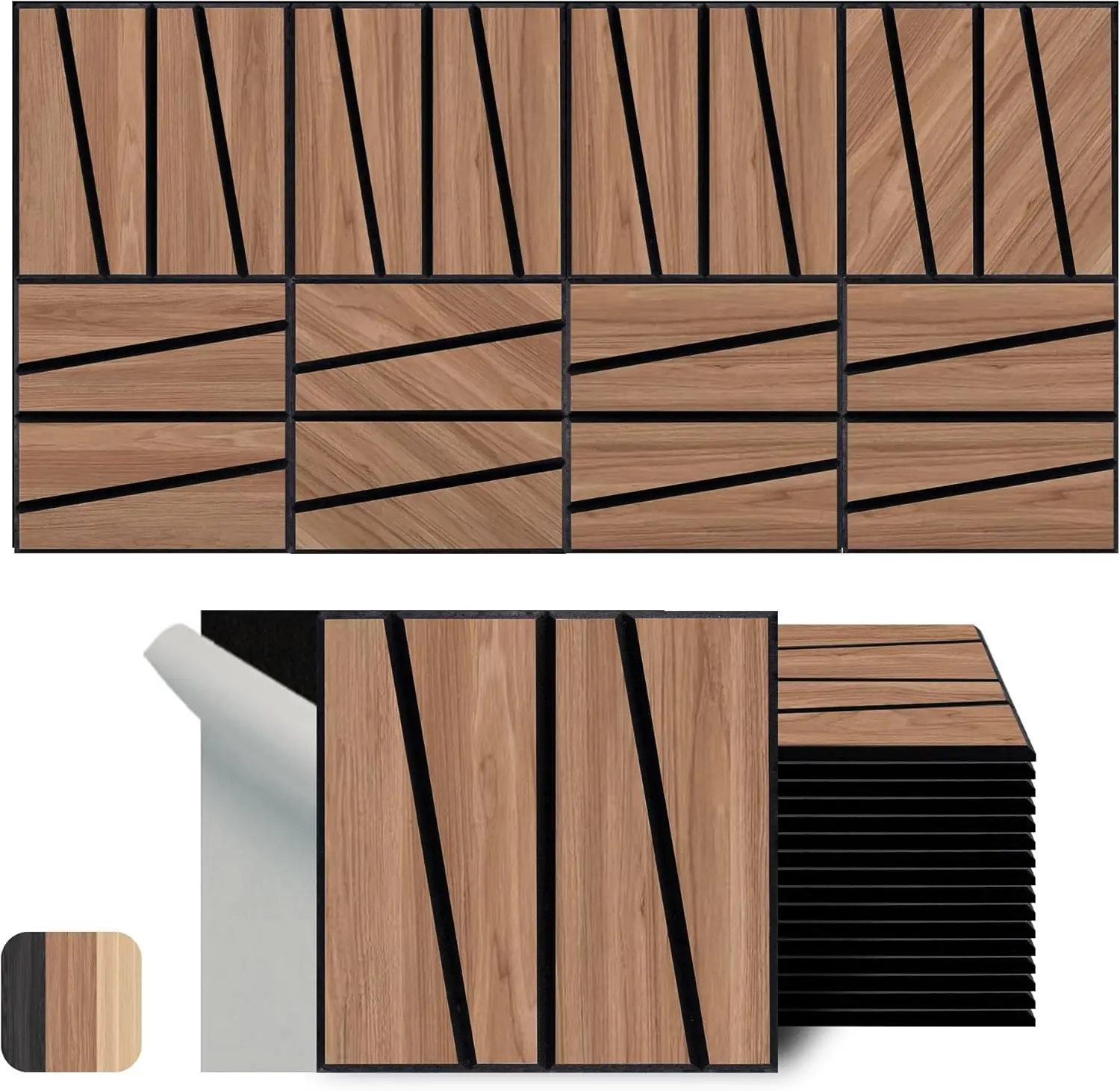 Acoustic Wall Panels, 16 Pack 12x12 Inch, PVC Wood Grain, Self-Adhesive Sound Proof for Home Office Studio, Cut Prism, Teak
Acoustic Wall Panels, 16 Pack 12x12 Inch, PVC Wood Grain, Self-Adhesive Sound Proof for Home Office Studio, Cut Prism, Teak