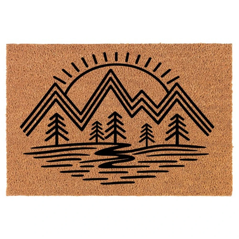 Minimalist Mountain Sunrise Trees Coir Doormat Personalized Welcome Front Door Mat for New Home Closing Housewarming Gift
Minimalist Mountain Sunrise Trees Coir Doormat Personalized Welcome Front Door Mat for New Home Closing Housewarming Gift