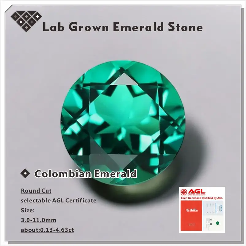 Top Lab Grown Colombian Emerald Stone Hydrothermal Hand-cutting Round Cut Synthetic Emerald Stone With AGL Certificate
Top Lab Grown Colombian Emerald Stone Hydrothermal Hand-cutting Round Cut Synthetic Emerald Stone With AGL Certificate
