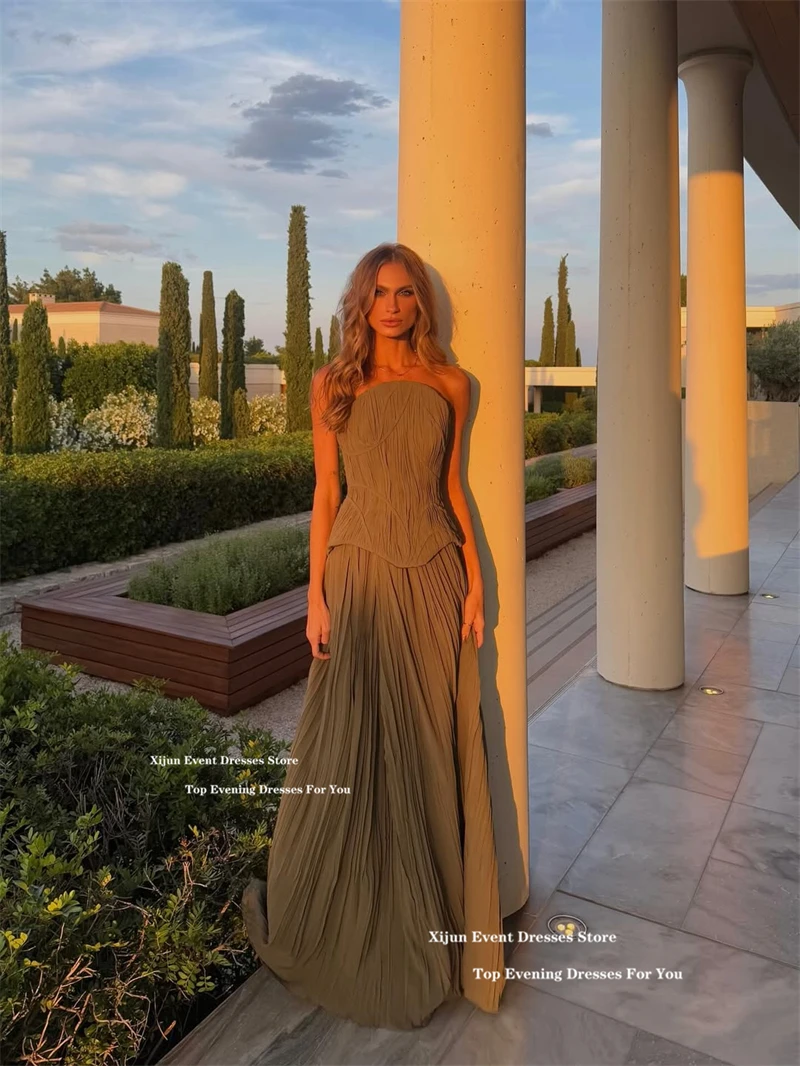 Xijun Elegant Green Chiffon Evening Dresses Strapless Pleated A-Line Prom Dresses Sleeveless Formal Prom Gowns Women Customized
Xijun Elegant Green Chiffon Evening Dresses Strapless Pleated A-Line Prom Dresses Sleeveless Formal Prom Gowns Women Customized