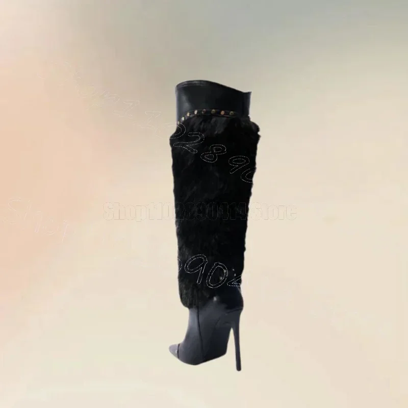 Black Fur Metal Rivets Decor Pointed Toe Boots Slip On Women Shoes Thin High Heels Novel Party Banquet 2026 Zapatos Para Mujere
Black Fur Metal Rivets Decor Pointed Toe Boots Slip On Women Shoes Thin High Heels Novel Party Banquet 2026 Zapatos Para Mujere