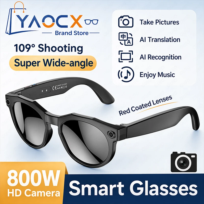 800W Smart Glasses Taking Photos Videos AI Translation AI Recognition WIFI Transmission Music Playback Smart Glasses Men Women
800W Smart Glasses Taking Photos Videos AI Translation AI Recognition WIFI Transmission Music Playback Smart Glasses Men Women