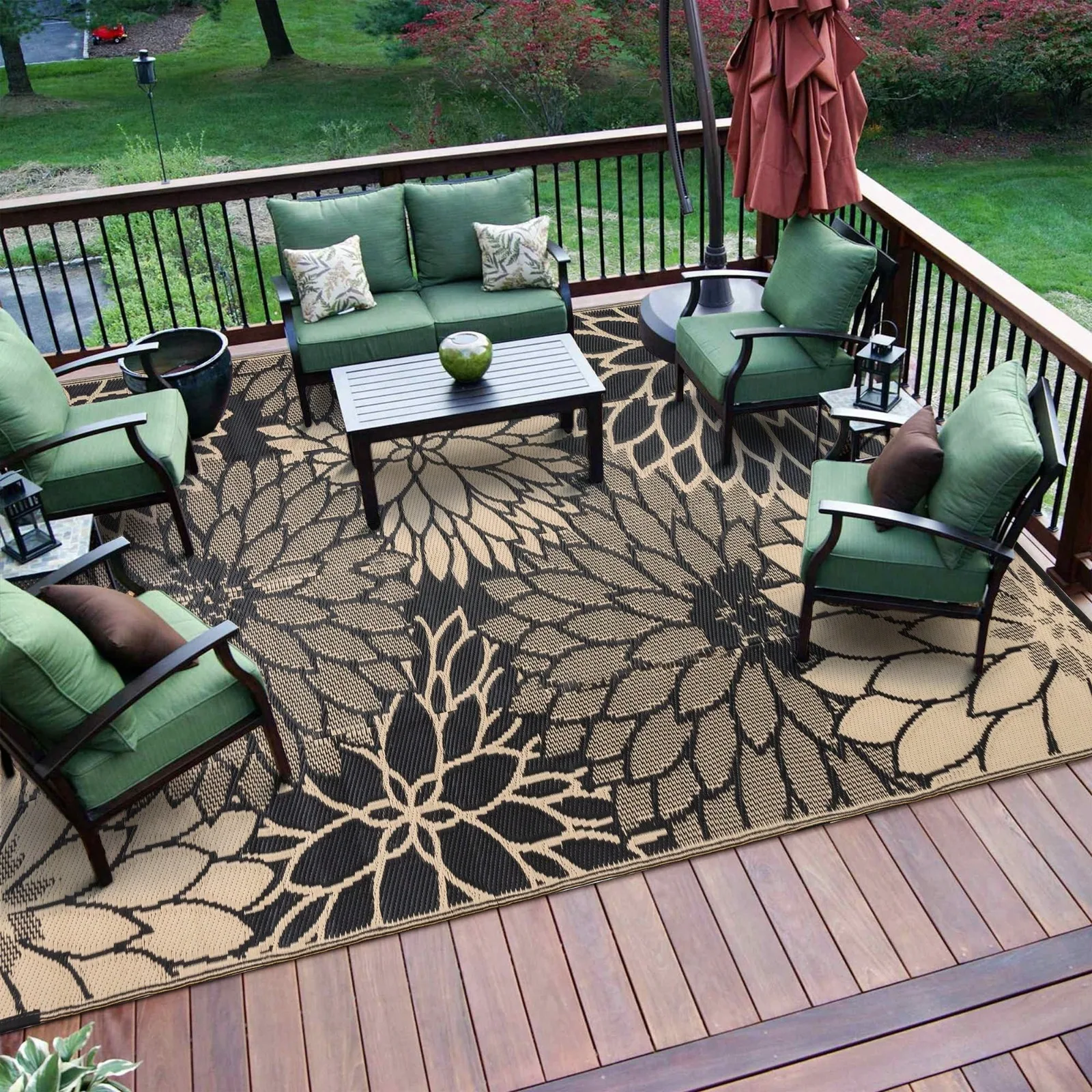 Plant Flowers Outdoor Plastic Straw Rug Waterproof Patio 5X8 6X9 8x10 9X12 Black Brown Rose Mat For Porch Camping RV Balcony Deck Courtyard Reversible Lightweight Durable Portable Carpet
Plant Flowers Outdoor Plastic Straw Rug Waterproof Patio 5X8 6X9 8x10 9X12 Black Brown Rose Mat For Porch Camping RV Balcony Deck Courtyard Reversible Lightweight Durable Portable Carpet