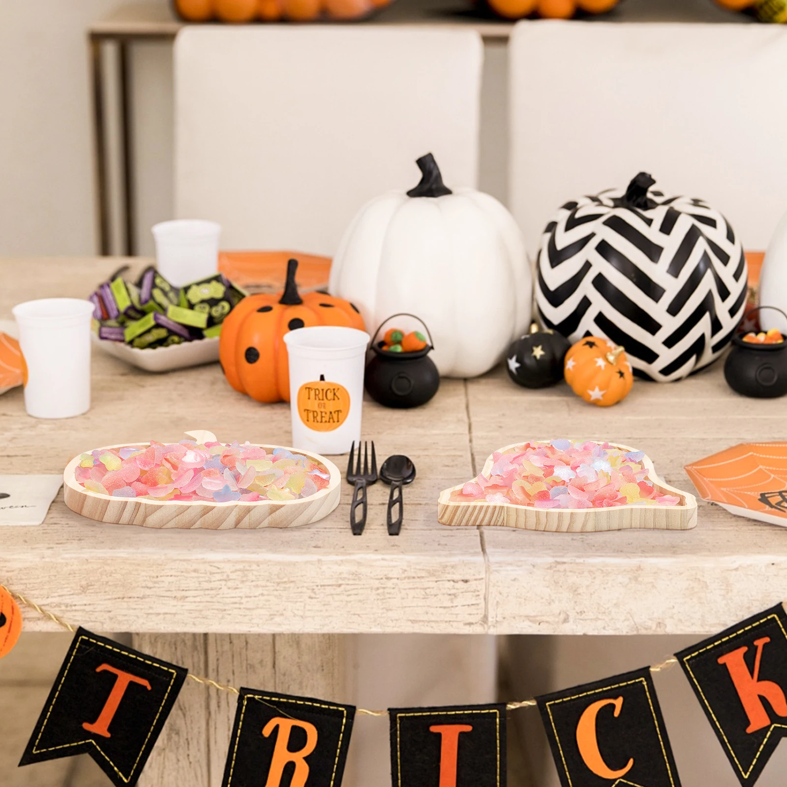 2 Pcs Wood Plate Halloween Pumpkin Ghost Tray Food Serving Snack Storage Wooden Tea Fruit Bread Home Decoration
2 Pcs Wood Plate Halloween Pumpkin Ghost Tray Food Serving Snack Storage Wooden Tea Fruit Bread Home Decoration