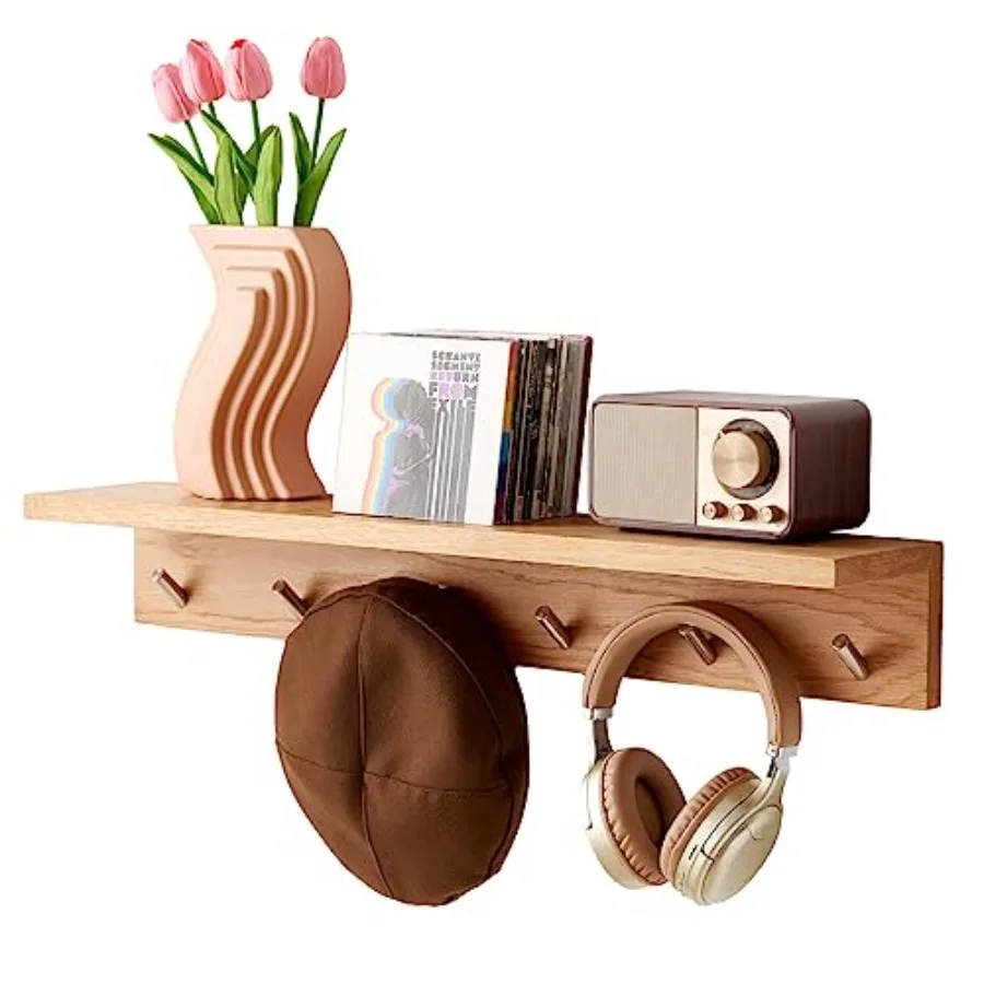 Oak Wood Wall Shelf with 6 Hooks Entryway Shelf Coat Rack with Hooks Floating Shelves with Hooks for Clothes Hats Towel Purse R
Oak Wood Wall Shelf with 6 Hooks Entryway Shelf Coat Rack with Hooks Floating Shelves with Hooks for Clothes Hats Towel Purse R