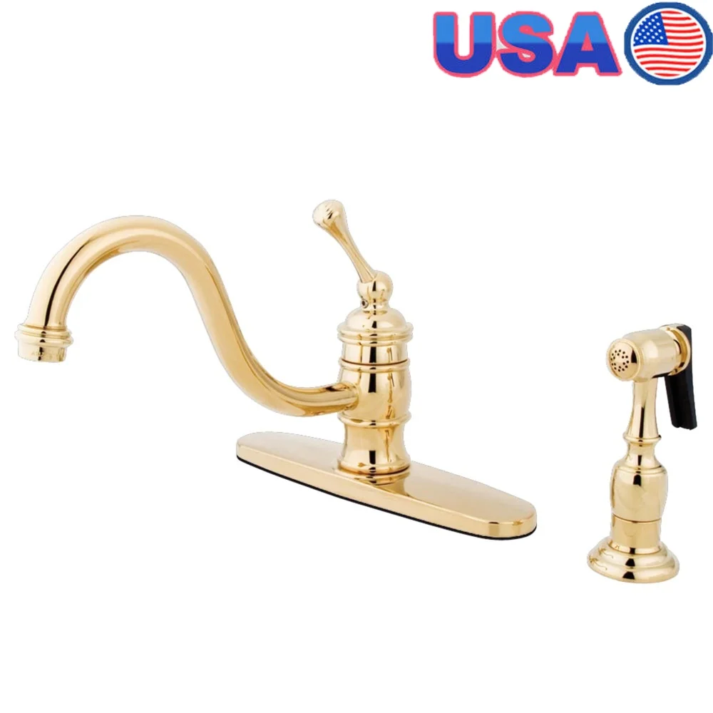 Винтажный 8-дюймовый кухонный смеситель из полированной латуни, боковой распылитель с одной ручкой, прочная латунная конструкция, простая установка в викторианском стиле
Винтажный 8-дюймовый кухонный смеситель из полированной латуни, боковой распылитель с одной ручкой, прочная латунная конструкция, простая установка в викторианском стиле