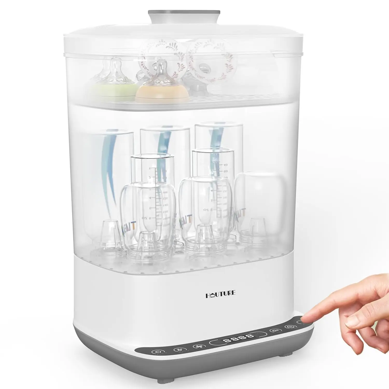 Электрический стерилизатор и сушилка для детских бутылочек 6-в-1, паровое дезинфицирующее средство для бутылочек, детали и аксессуары для молокоотсоса
Электрический стерилизатор и сушилка для детских бутылочек 6-в-1, паровое дезинфицирующее средство для бутылочек, детали и аксессуары для молокоотсоса