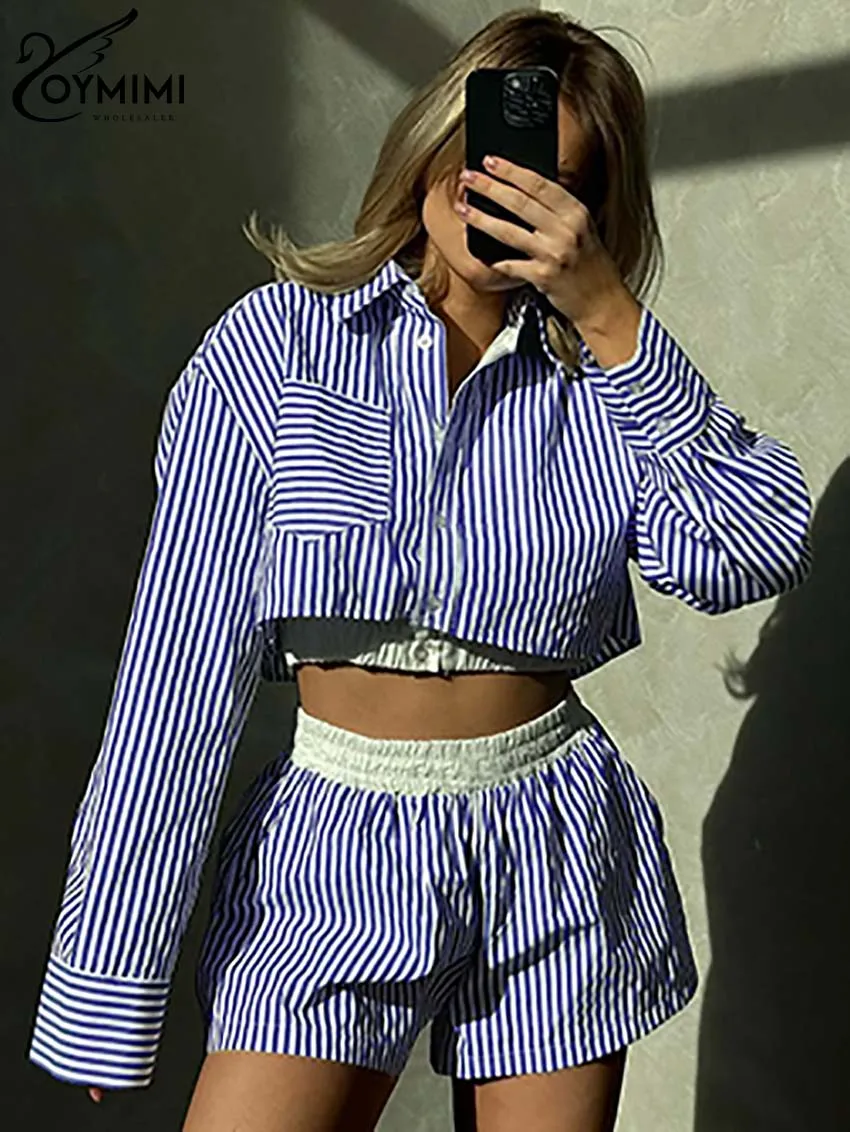 Oymimi Elegant Blue Print Women 2 Piece Set Outfit Fashion Long Sleeve Button Pockets Crop Shirt And Patchwork Shorts Female Set
Oymimi Elegant Blue Print Women 2 Piece Set Outfit Fashion Long Sleeve Button Pockets Crop Shirt And Patchwork Shorts Female Set