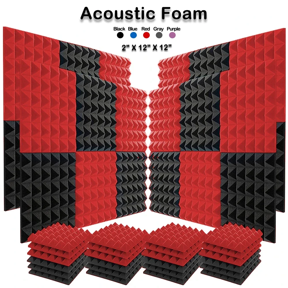 Acoustic Foam Panels Studio Soundproof Sponge Pyramid 6 12 24PCS 12" X12"X2" Noise Absorption Treatment Pad Ceiling Wall Sticker
Acoustic Foam Panels Studio Soundproof Sponge Pyramid 6 12 24PCS 12" X12"X2" Noise Absorption Treatment Pad Ceiling Wall Sticker