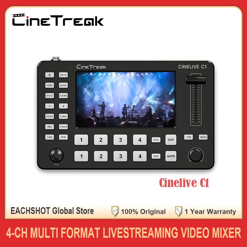 Cinetreak Cinelive C1 4 Channel Multi Format Livestreaming Video Switcher Mixer with Full HD Screen PTZ Camera Control Broadcast
Cinetreak Cinelive C1 4 Channel Multi Format Livestreaming Video Switcher Mixer with Full HD Screen PTZ Camera Control Broadcast