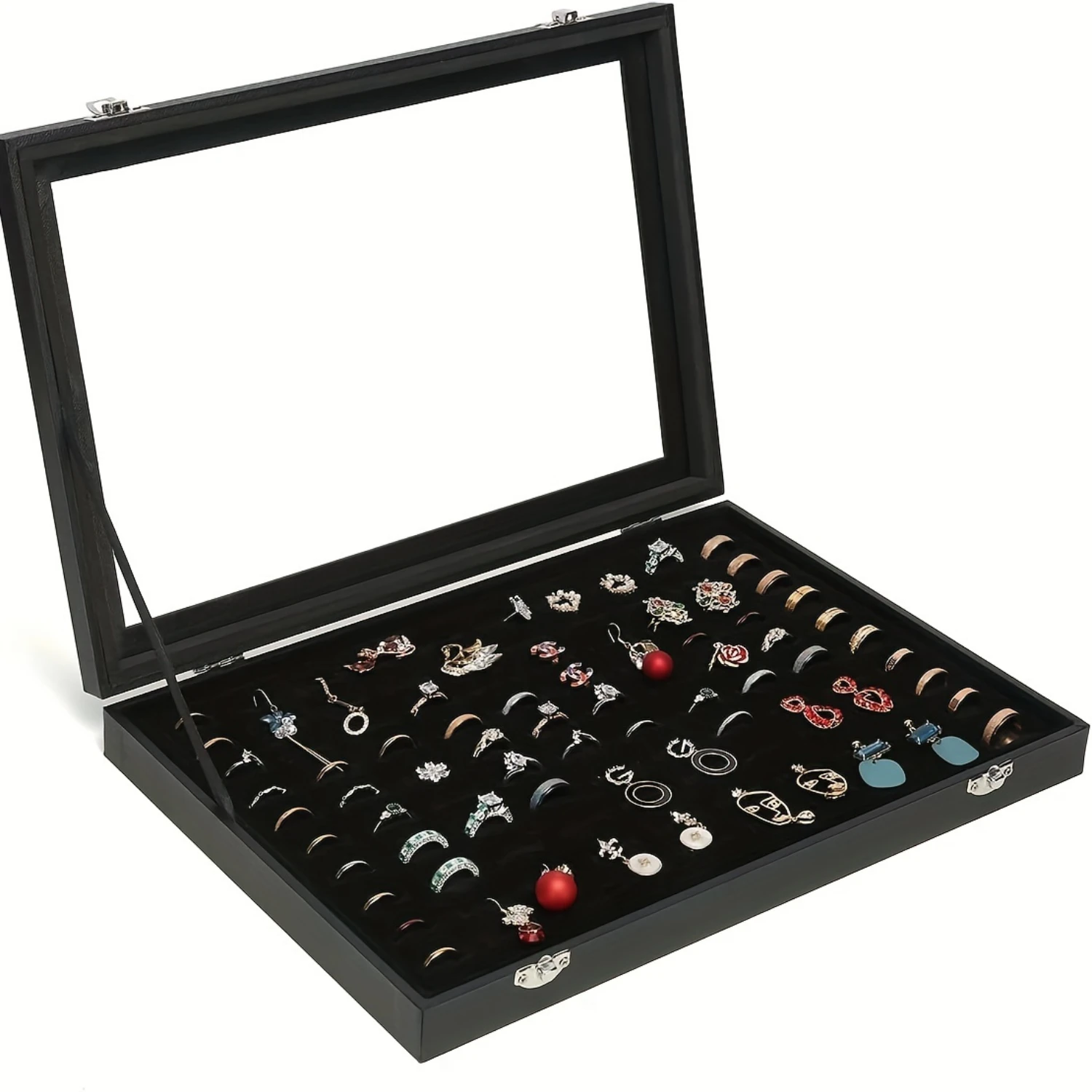1pc Clear Lid 100 Slot Ring Jewelry Tray, Stackable Display Earring Necklace Rings Organizer Holder Case, Decor, Christmas Gif
1pc Clear Lid 100 Slot Ring Jewelry Tray, Stackable Display Earring Necklace Rings Organizer Holder Case, Decor, Christmas Gif