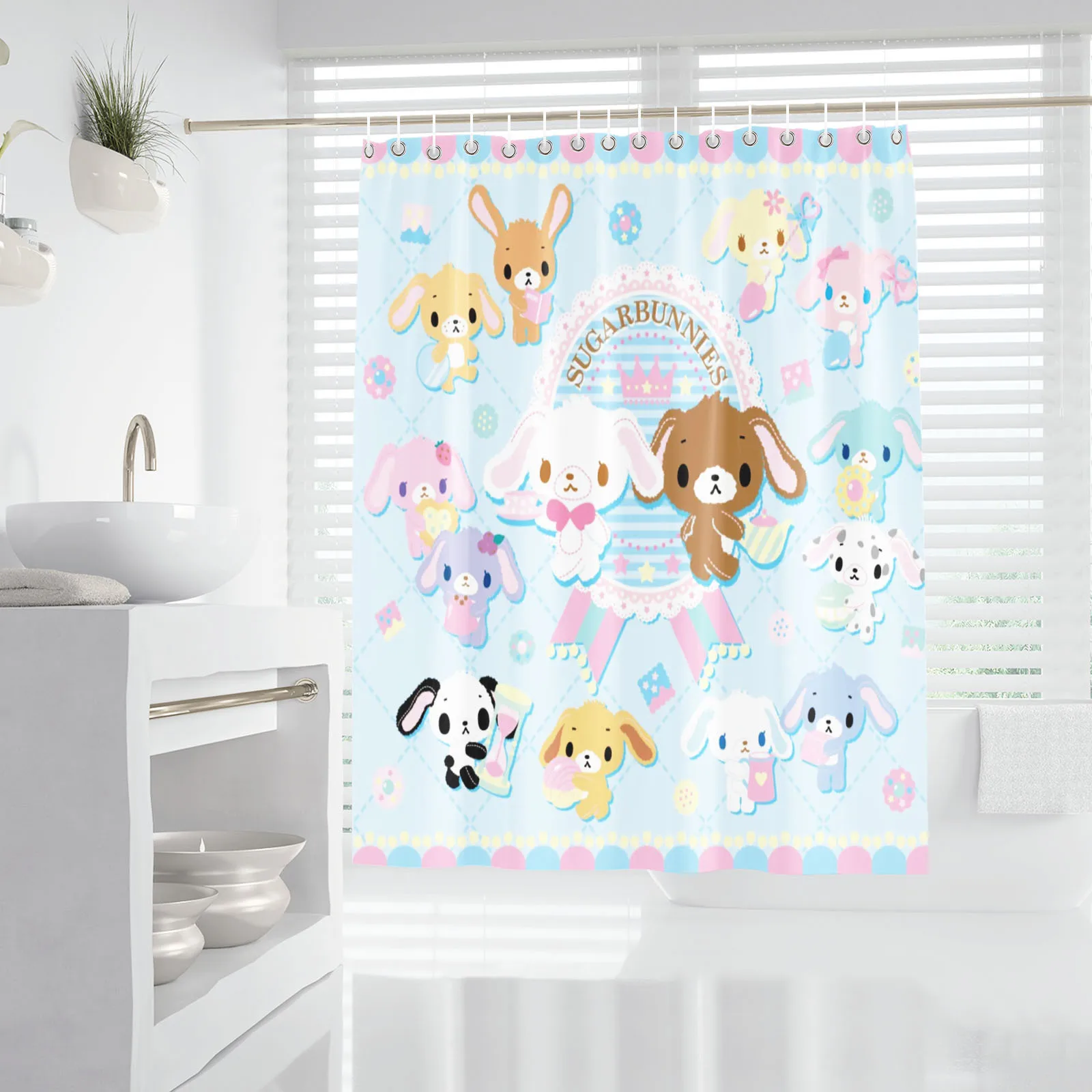 Занавеска для душа Sugarbunnies Sanrio в стиле аниме, аксессуары для ванной комнаты, декоративные шторы для гостиной, милые и забавные
Занавеска для душа Sugarbunnies Sanrio в стиле аниме, аксессуары для ванной комнаты, декоративные шторы для гостиной, милые и забавные