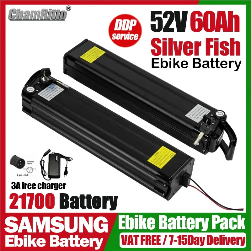52v ebike silverfish cham rider 45ah Battery 25ah 30ah Electric Bicycle Bafang Battery 50 40ah 2000w 1000w 60ah Lithium batterie
52v ebike silverfish cham rider 45ah Battery 25ah 30ah Electric Bicycle Bafang Battery 50 40ah 2000w 1000w 60ah Lithium batterie