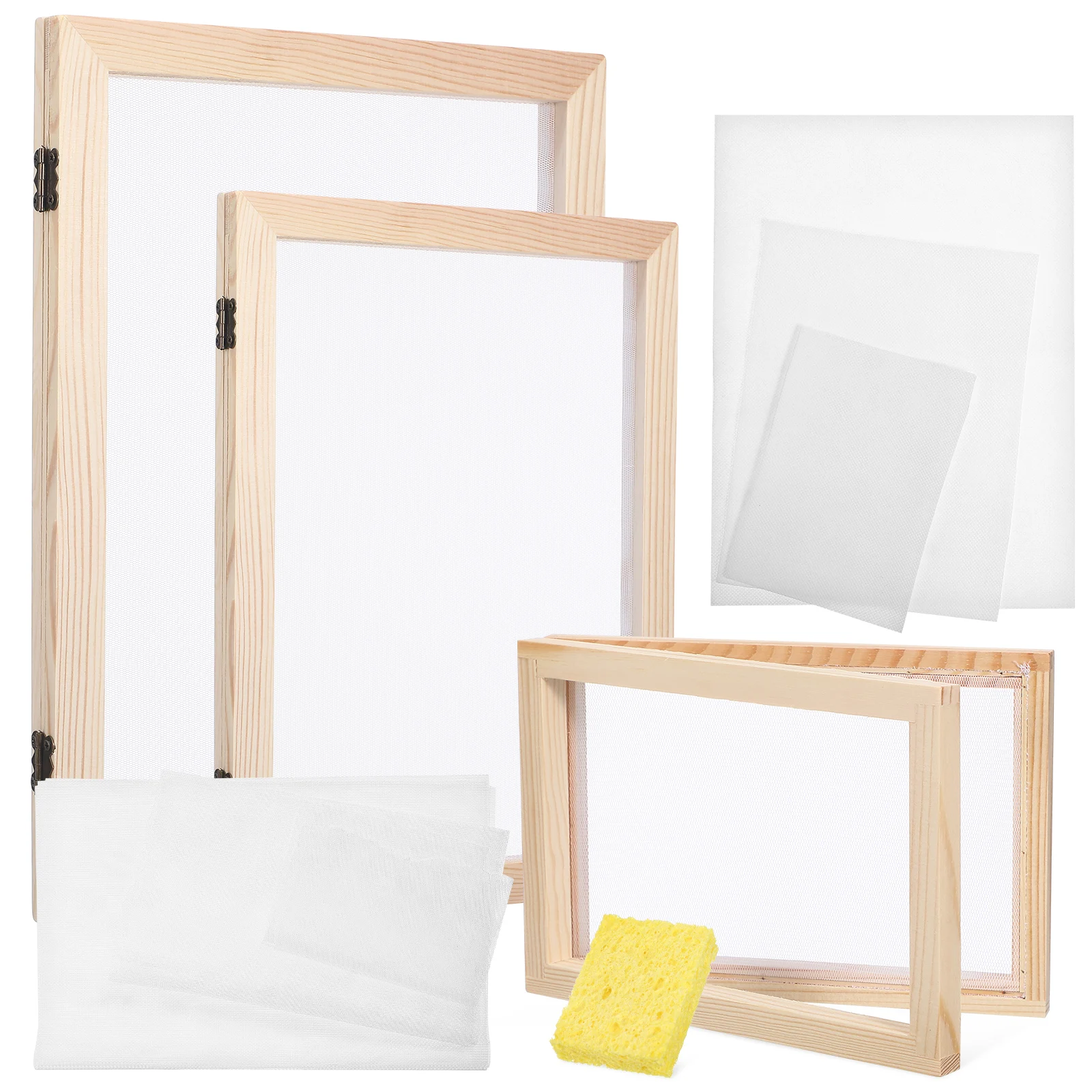 3 Sizes Wooden Frame Paper Making Kit 6 Mesh Cloths 6 Absorbent Papers Craft Supplies Mould Deckle DIY Frames Screen Set
3 Sizes Wooden Frame Paper Making Kit 6 Mesh Cloths 6 Absorbent Papers Craft Supplies Mould Deckle DIY Frames Screen Set