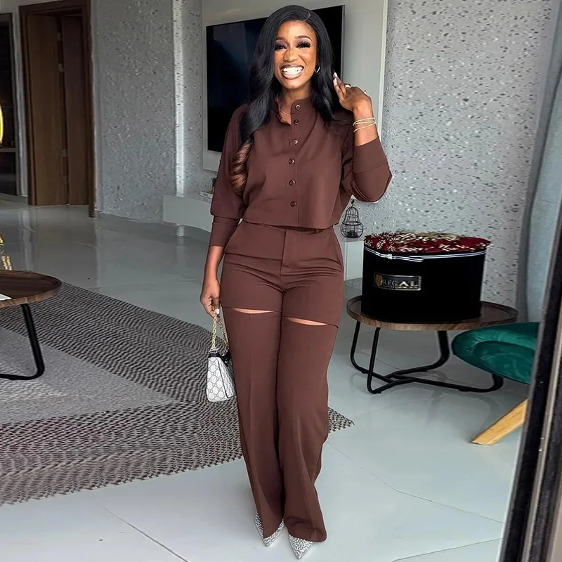 New temperament lapel neck long-sleeved shirt wide-leg trousers casual suit fashionable simple and versatile elegant holiday sty
New temperament lapel neck long-sleeved shirt wide-leg trousers casual suit fashionable simple and versatile elegant holiday sty