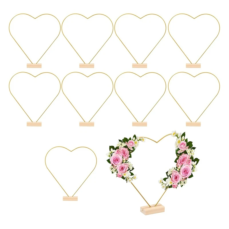 BAAG-10Pcs Floral Hoop Centerpiece, Heart Shaped Wreath Ring, Metal Wreath Frame With Wood Base,For DIY Decoration Crafts
BAAG-10Pcs Floral Hoop Centerpiece, Heart Shaped Wreath Ring, Metal Wreath Frame With Wood Base,For DIY Decoration Crafts