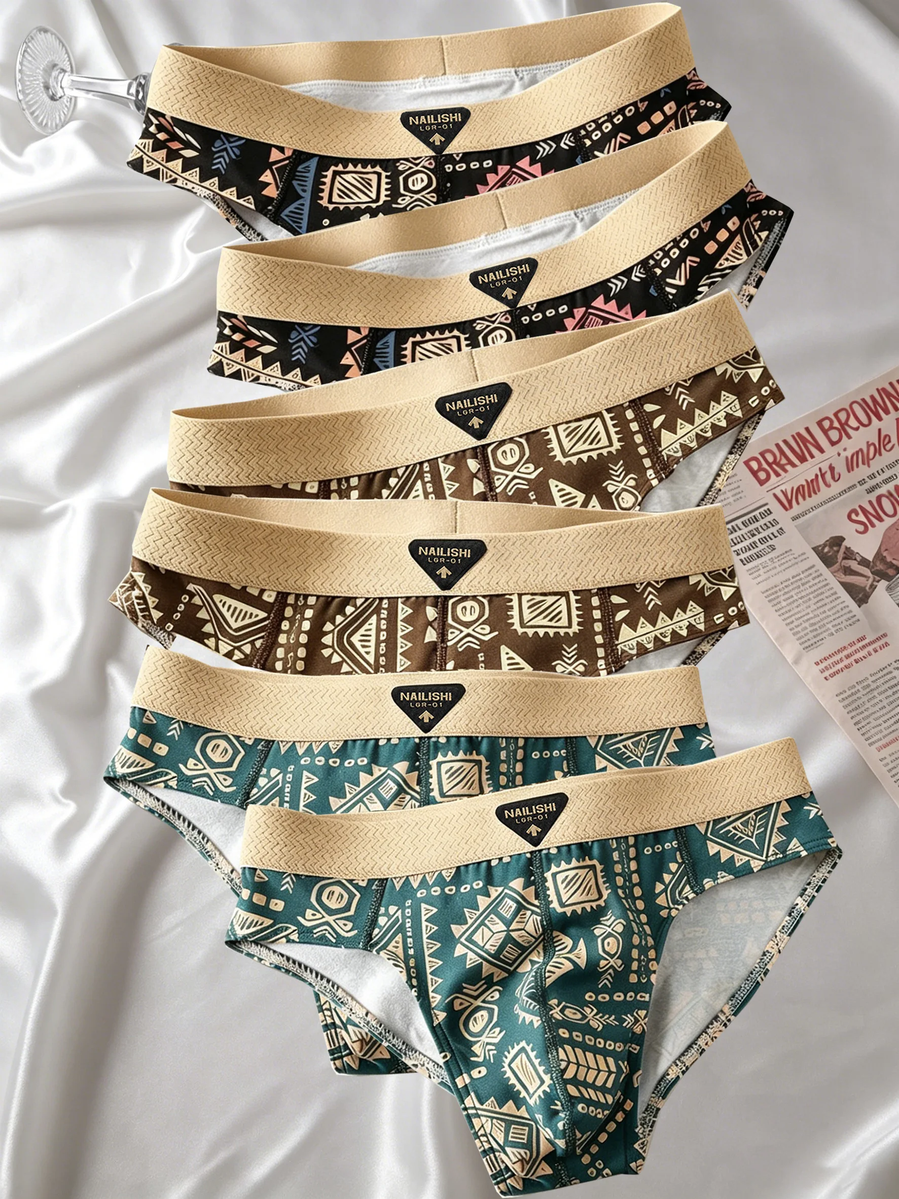 6Pcs Men's Cotton Briefs Retro Ethnic Style Print Underwear Soft Breathable Mid-Rise Briefs Comfortable Stretch Daily Panties
6Pcs Men's Cotton Briefs Retro Ethnic Style Print Underwear Soft Breathable Mid-Rise Briefs Comfortable Stretch Daily Panties