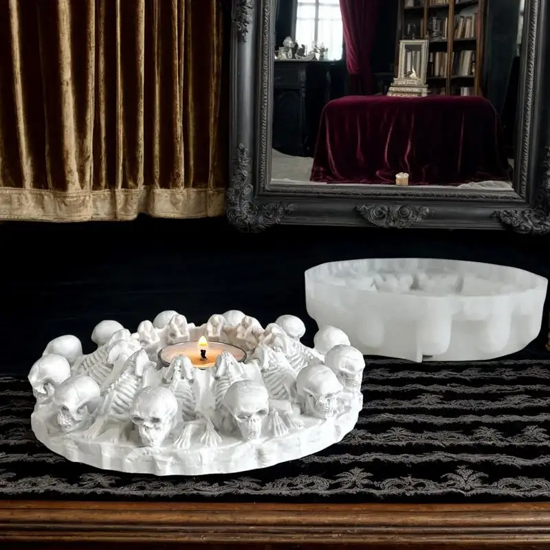 Skull Candlestick Halloween Skull Candlestick Silicone Mold Reusable Candlestick Mold for Home Holiday Party Decoration
Skull Candlestick Halloween Skull Candlestick Silicone Mold Reusable Candlestick Mold for Home Holiday Party Decoration