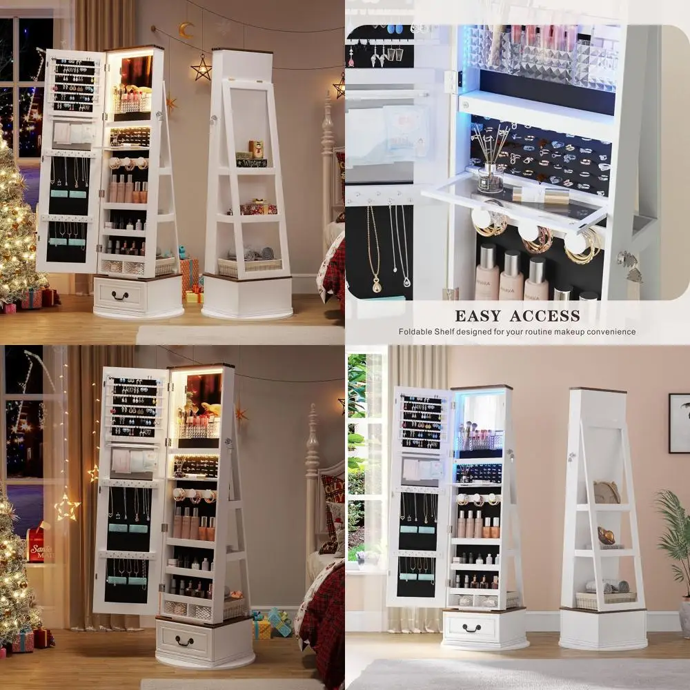 White Standing Jewelry Organizer with Full-Length Mirror and Lights, Large Storage Cabinet for Jewelry and Makeup, Perfect Gift
White Standing Jewelry Organizer with Full-Length Mirror and Lights, Large Storage Cabinet for Jewelry and Makeup, Perfect Gift