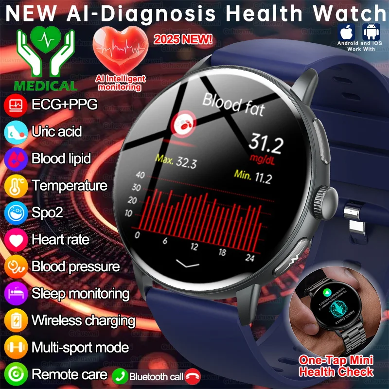 2025 New AI Diagosis ECG+PPG Health Smart Watch Men Blood Pressure Lipid Uric Acid AI-GPT Intelligent Voice Q&A Smartwatch lady
2025 New AI Diagosis ECG+PPG Health Smart Watch Men Blood Pressure Lipid Uric Acid AI-GPT Intelligent Voice Q&A Smartwatch lady