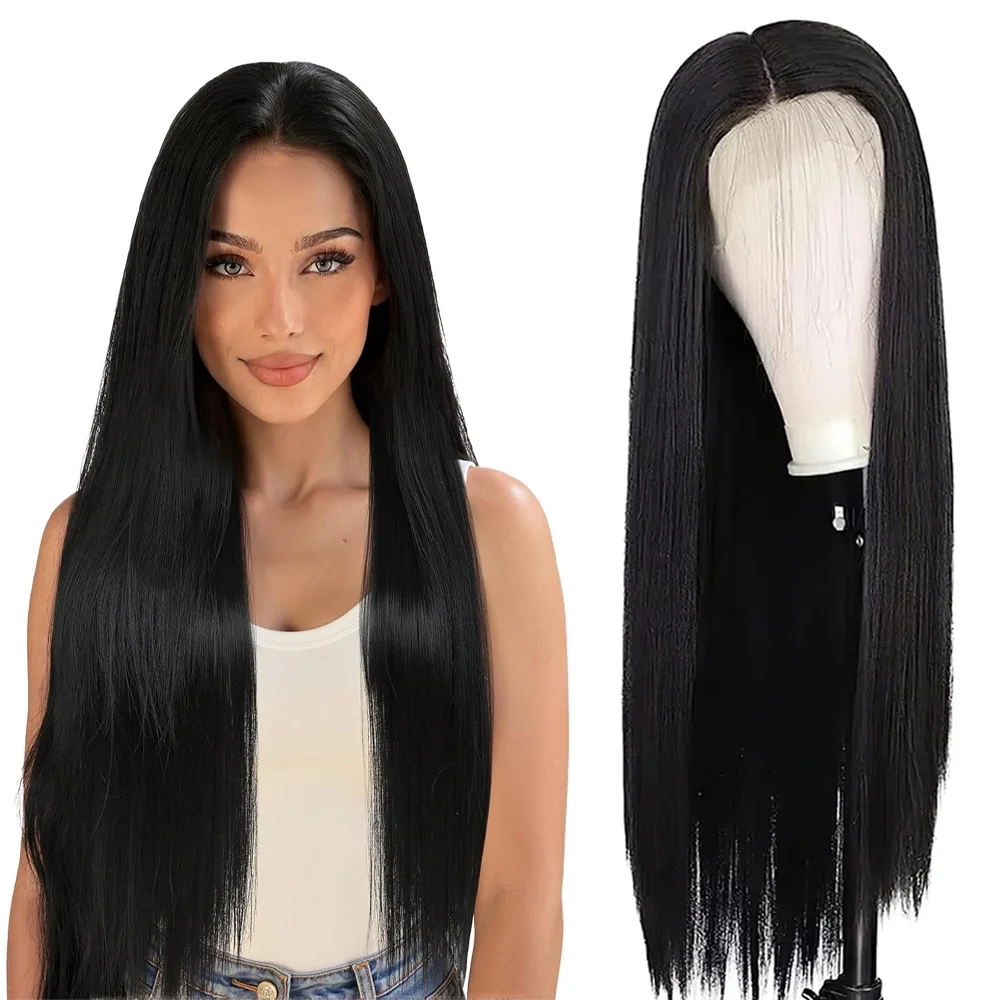 13×4 Lace Front Wig Long Straight Black Pre Plucked Natural Hairline Heat Resistant Synthetic Wig For Women Daily Party Use
13×4 Lace Front Wig Long Straight Black Pre Plucked Natural Hairline Heat Resistant Synthetic Wig For Women Daily Party Use