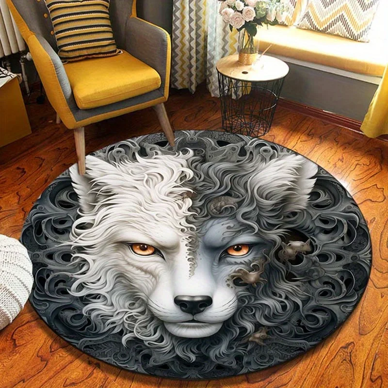 1pc majestic white wolf and orange sheep round rug, crystal velvet fabric, suitable for bedroom living room decoration
1pc majestic white wolf and orange sheep round rug, crystal velvet fabric, suitable for bedroom living room decoration