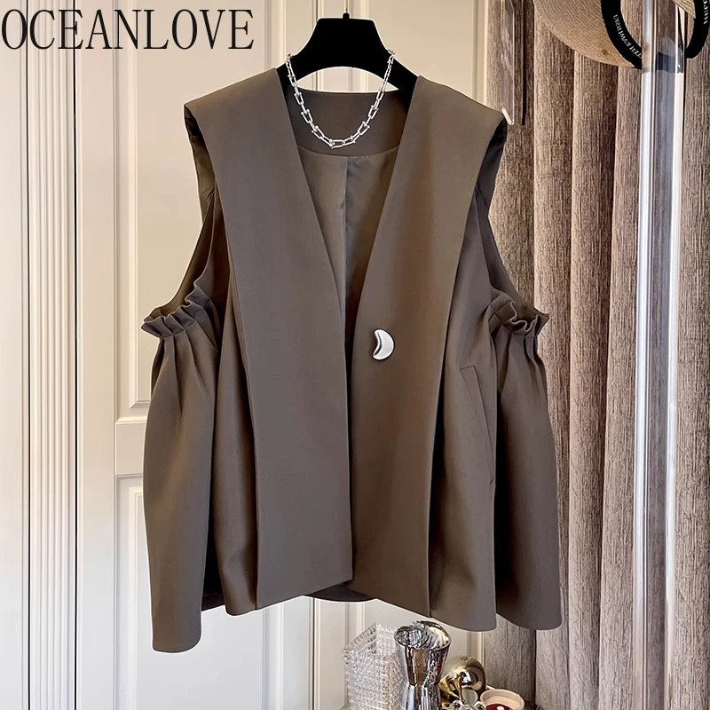 OCEANLOVE Jackets Women Solid Spring Autumn Korean Fashion Simple Vintage Chaqueta Mujer Elegant V Neck Vests Outwears
OCEANLOVE Jackets Women Solid Spring Autumn Korean Fashion Simple Vintage Chaqueta Mujer Elegant V Neck Vests Outwears