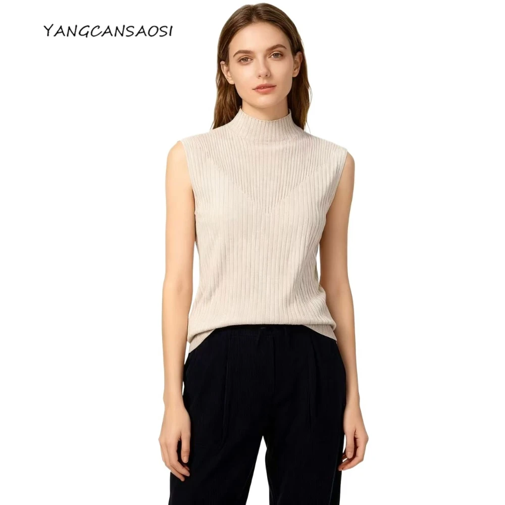 Women's Early Autumn Sweater 64% Natural Mulberry Silk High-end Feeling Straight Tube Knitted Semi High Neck Sleeveless Vest
Women's Early Autumn Sweater 64% Natural Mulberry Silk High-end Feeling Straight Tube Knitted Semi High Neck Sleeveless Vest
