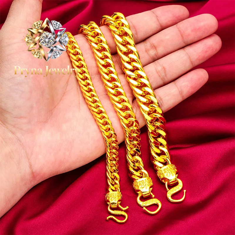 Pryna Jewelry 24K Gold Lucky Head Flat Bracelet 10 12 14mm Men AU999 - 24K forged/AU999, smooth link, 10-14mm for diverse needs
Pryna Jewelry 24K Gold Lucky Head Flat Bracelet 10 12 14mm Men AU999 - 24K forged/AU999, smooth link, 10-14mm for diverse needs