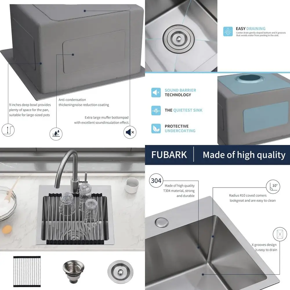 15 Inch Drop-In RV Kitchen Sink, 16G Stainless Steel, 9 Depth, Single Basin for Small Kitchen or Wet Bar
15 Inch Drop-In RV Kitchen Sink, 16G Stainless Steel, 9 Depth, Single Basin for Small Kitchen or Wet Bar