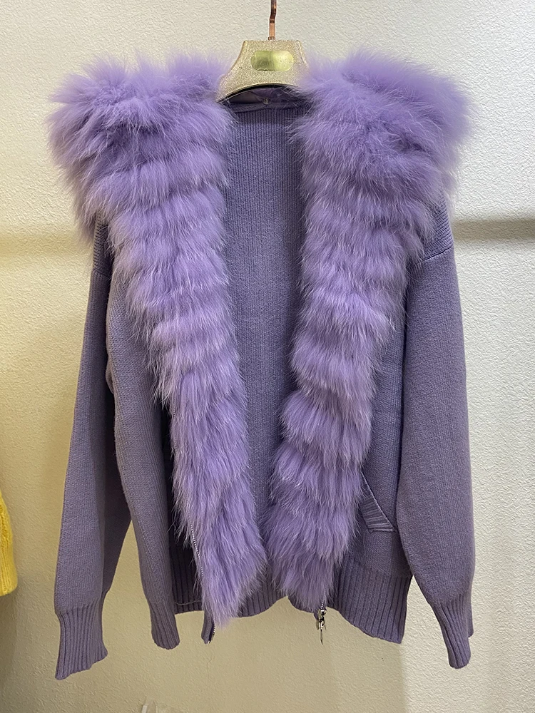 Women Winter Real Fox Fur Knitting OverSize Loose Autumn Fox Fur Collar Lady's Fashion Zipper Sweater Jacket Coat
Women Winter Real Fox Fur Knitting OverSize Loose Autumn Fox Fur Collar Lady's Fashion Zipper Sweater Jacket Coat