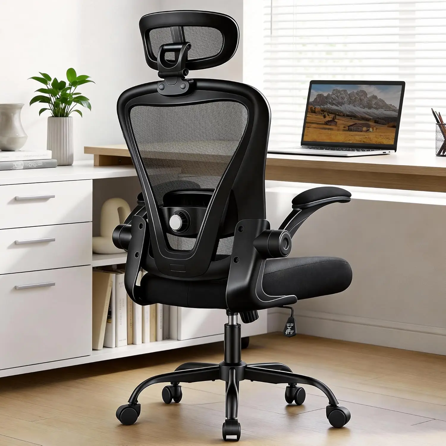 Ergonomic Office Chair with Headrest, Lumbar Support & Flip-up Armrests, 330LBS High Back Mesh Desk Chair for Home Office, Black
Ergonomic Office Chair with Headrest, Lumbar Support & Flip-up Armrests, 330LBS High Back Mesh Desk Chair for Home Office, Black