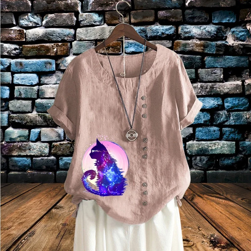 Women's Summer Casual Fashion Cat Print Loose T Shirt Vintage O Neck Plus Size Short Sleeve Shirt Top S-5XL
Women's Summer Casual Fashion Cat Print Loose T Shirt Vintage O Neck Plus Size Short Sleeve Shirt Top S-5XL