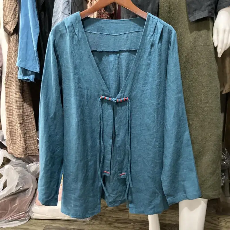 Весна-лето, женские свободные куртки с длинным рукавом и v-образным вырезом в стиле искусства, винтажные хлопковые льняные повседневные пальто на одной пуговице, высокое качество T55 
Весна-лето, женские свободные куртки с длинным рукавом и v-образным вырезом в стиле искусства, винтажные хлопковые льняные повседневные пальто на одной пуговице, высокое качество T55