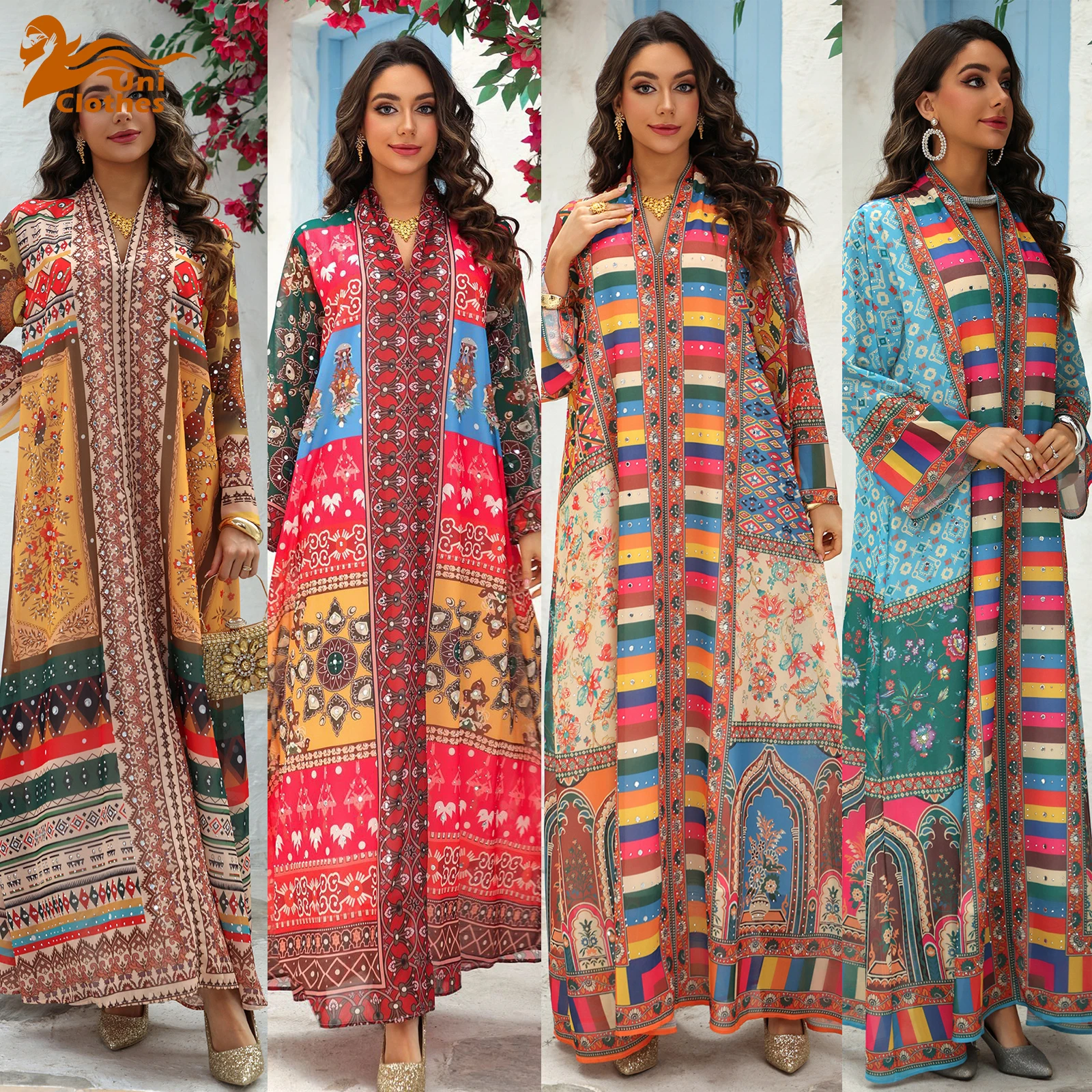 UNI Eid Muslim New Printed Fashion Dress for Women 2025 Ramadan Abaya Morocco Long Dress Kaftan Dubai Robe Jalabiya 
UNI Eid Muslim New Printed Fashion Dress for Women 2025 Ramadan Abaya Morocco Long Dress Kaftan Dubai Robe Jalabiya