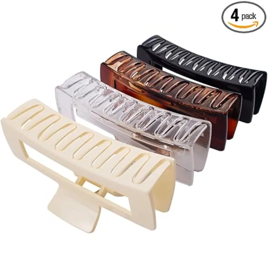 4 Pack Extra Large Hair Claw for Women, 5'' Strong Hold Bright Clamps for Thick and Long Hair, 90's Non-slip Square Jaw Clips for Curly Hair, A
4 Pack Extra Large Hair Claw for Women, 5'' Strong Hold Bright Clamps for Thick and Long Hair, 90's Non-slip Square Jaw Clips for Curly Hair, A