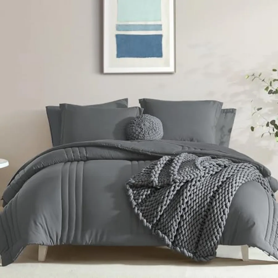 Comforter Set - 7 Pieces Grey Bed in a Bag Bedding Sets with Comforters, All Seasons Comforter Bed Set with Sheets, Pillowcases
Comforter Set - 7 Pieces Grey Bed in a Bag Bedding Sets with Comforters, All Seasons Comforter Bed Set with Sheets, Pillowcases