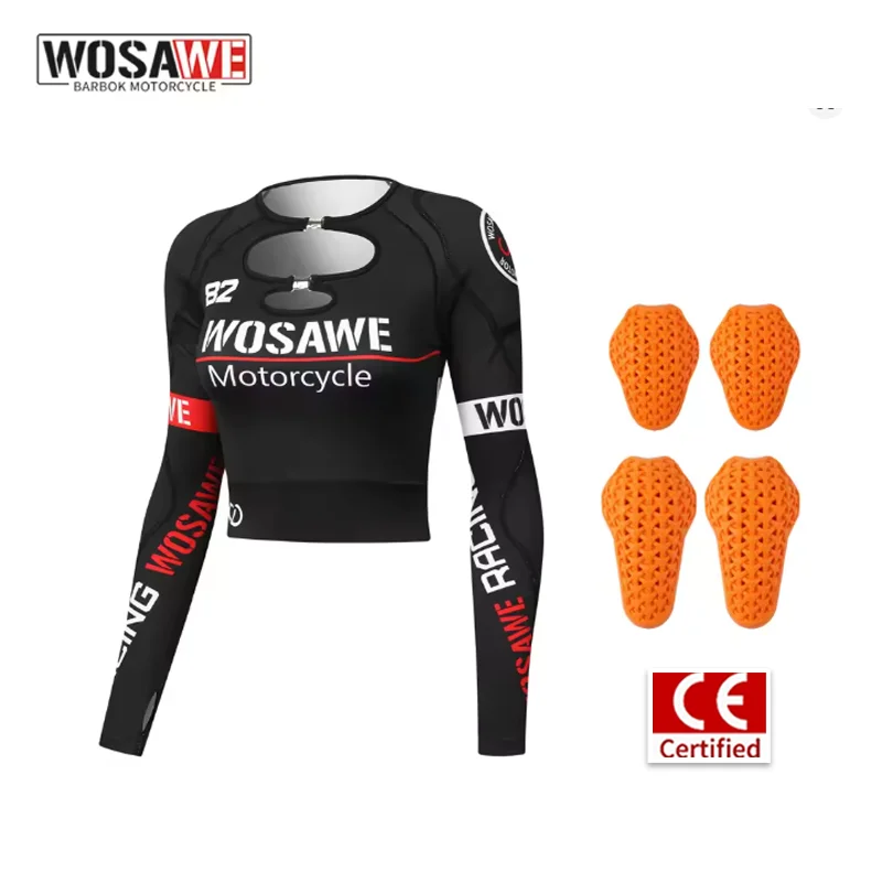 WOSAWE Women Moto Riding Crop Top CE Certified Pads Hollow Out Long Sleeve Spring Autumn Motorcycle Biker Shirt
WOSAWE Women Moto Riding Crop Top CE Certified Pads Hollow Out Long Sleeve Spring Autumn Motorcycle Biker Shirt