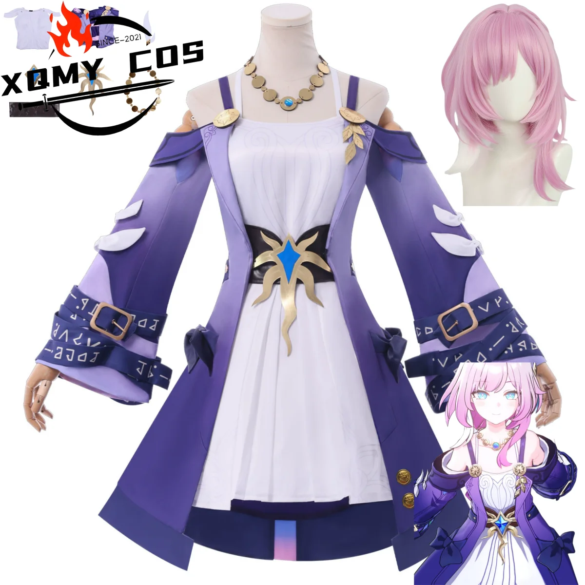 XqGame Honkai:Star Rail Cyrene Cosplay Costume White Purple Off Shoulder Dress Necklace Wig Woman Sexy Carnival Christmas Suit
XqGame Honkai:Star Rail Cyrene Cosplay Costume White Purple Off Shoulder Dress Necklace Wig Woman Sexy Carnival Christmas Suit