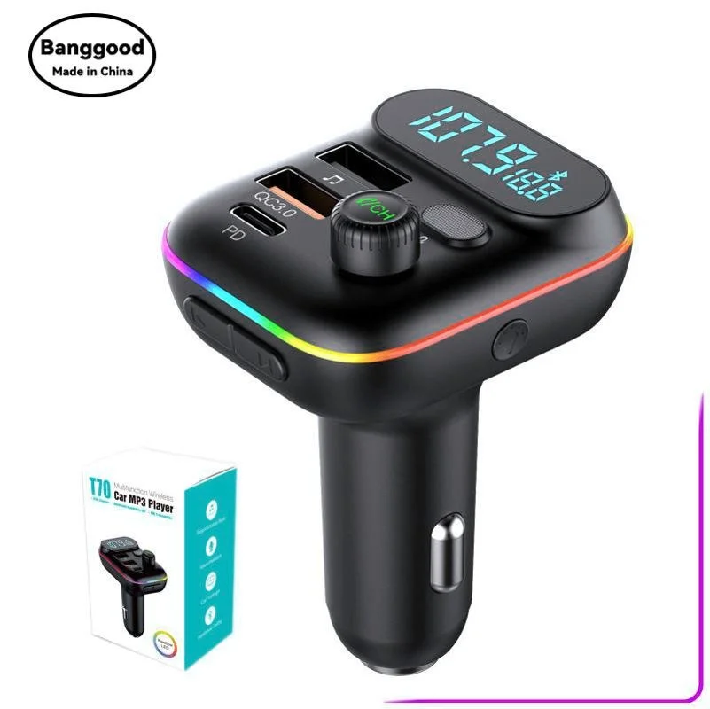 T70 Colorful Ambient Light Car Bluetooth MP3FM Transmitter QC3.0 Fast Charge PD Card Plug in U Disk Play Song Mini
T70 Colorful Ambient Light Car Bluetooth MP3FM Transmitter QC3.0 Fast Charge PD Card Plug in U Disk Play Song Mini