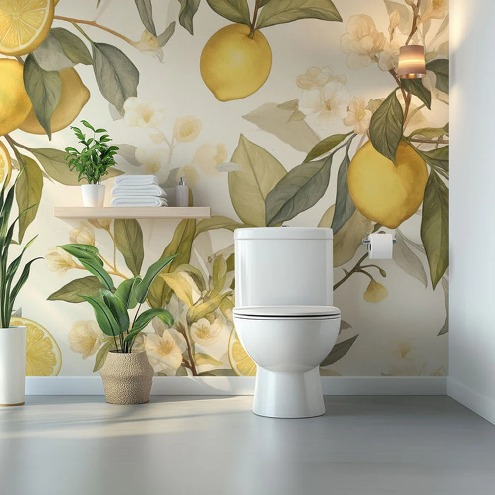 Milofi custom bathroom wallpaper mural/gold lemon and flower decoration in soft watercolor
Milofi custom bathroom wallpaper mural/gold lemon and flower decoration in soft watercolor