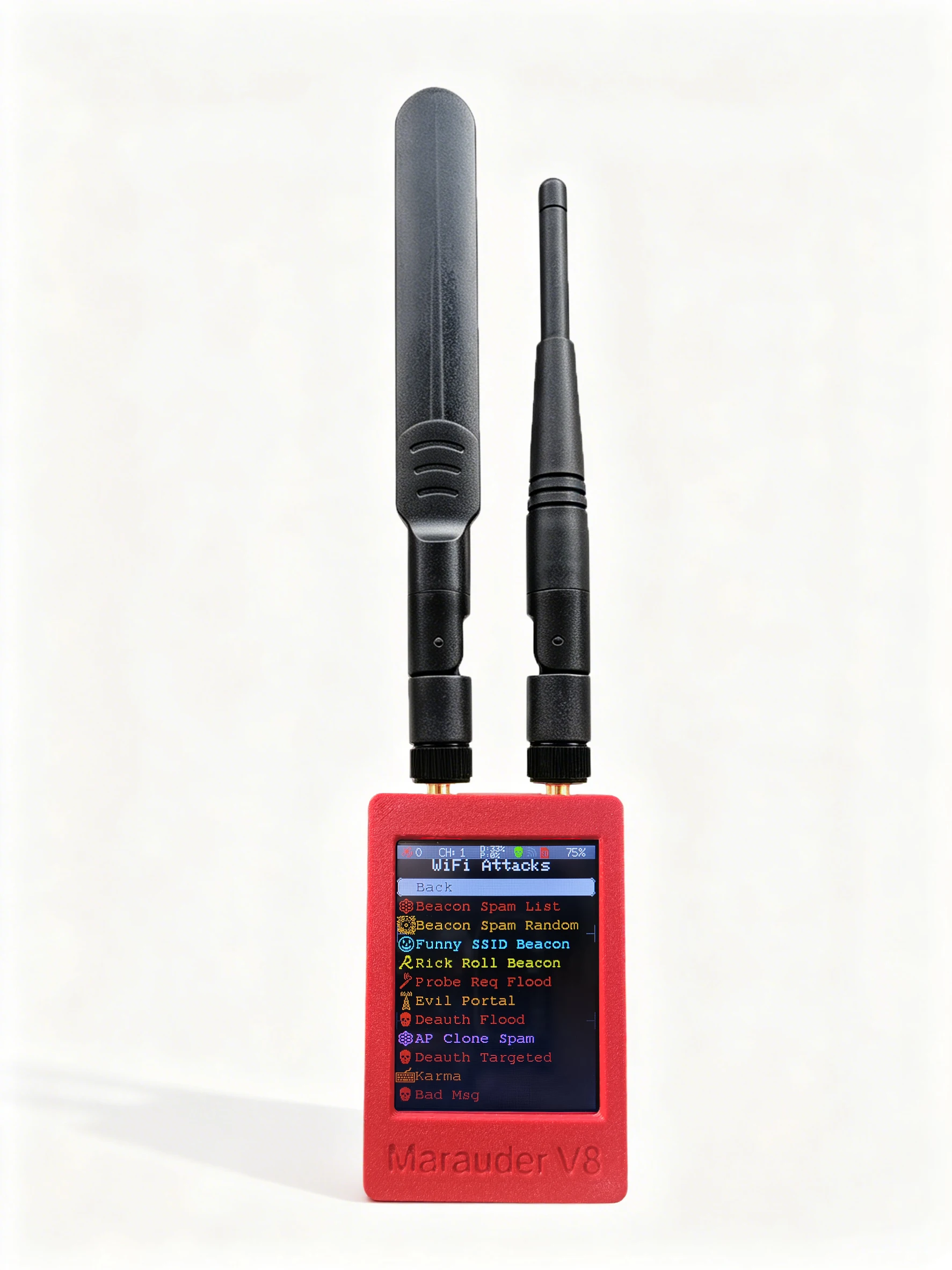New ESP32 Marauder V8 ESP32-C5 Dual Band WiFi, Bluetooth, GPS, Supports 2.4G&5G Signal For data analysis and penetration test
New ESP32 Marauder V8 ESP32-C5 Dual Band WiFi, Bluetooth, GPS, Supports 2.4G&5G Signal For data analysis and penetration test