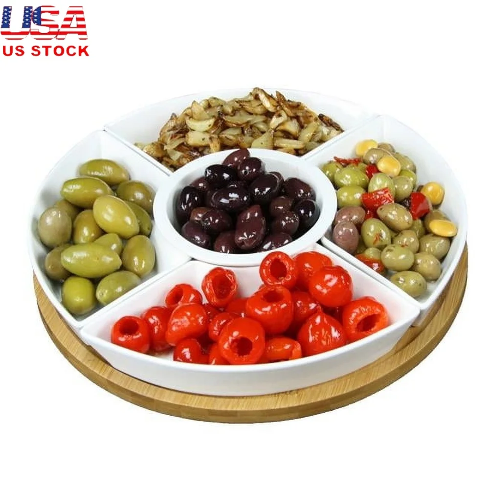 Ceramic Stoneware Condiment Appetizer Set 6 Bowls Bamboo Tray Dishwasher Microwave Safe Lazy Susan Serving Centerpiece
Ceramic Stoneware Condiment Appetizer Set 6 Bowls Bamboo Tray Dishwasher Microwave Safe Lazy Susan Serving Centerpiece