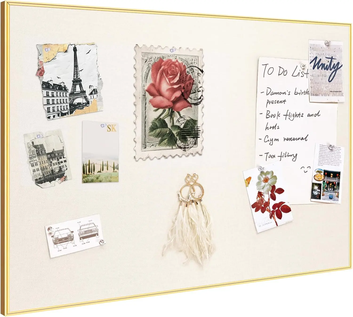 Bulletin Board 16 x 12 Inches, Oatmeal White Pin Board, Golden Aluminum Framed Fabric Cork Board with Self-Healing Surface, 10
Bulletin Board 16 x 12 Inches, Oatmeal White Pin Board, Golden Aluminum Framed Fabric Cork Board with Self-Healing Surface, 10