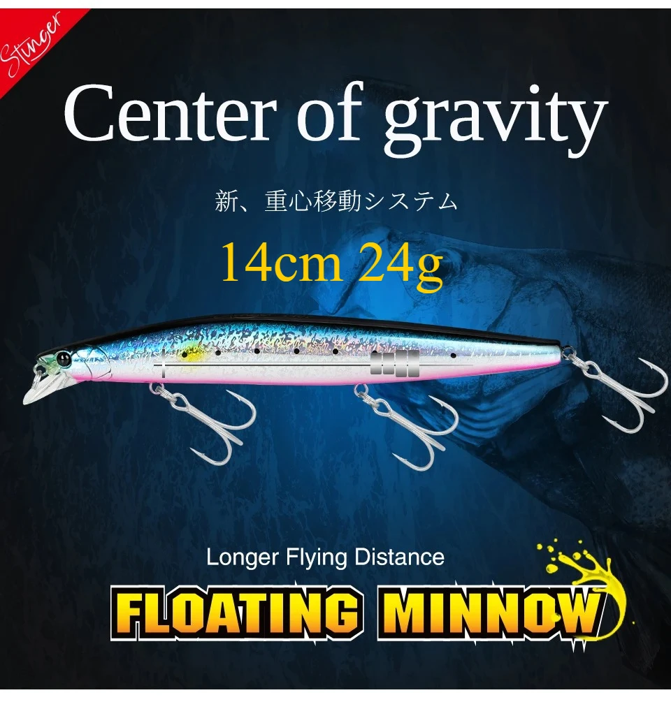 TSURINOYA 140F ультра-длинный литой плавающий гольян STINGER 140 мм 24 г искусственная большая жесткая приманка вес морская рыболовная приманка
TSURINOYA 140F ультра-длинный литой плавающий гольян STINGER 140 мм 24 г искусственная большая жесткая приманка вес морская рыболовная приманка