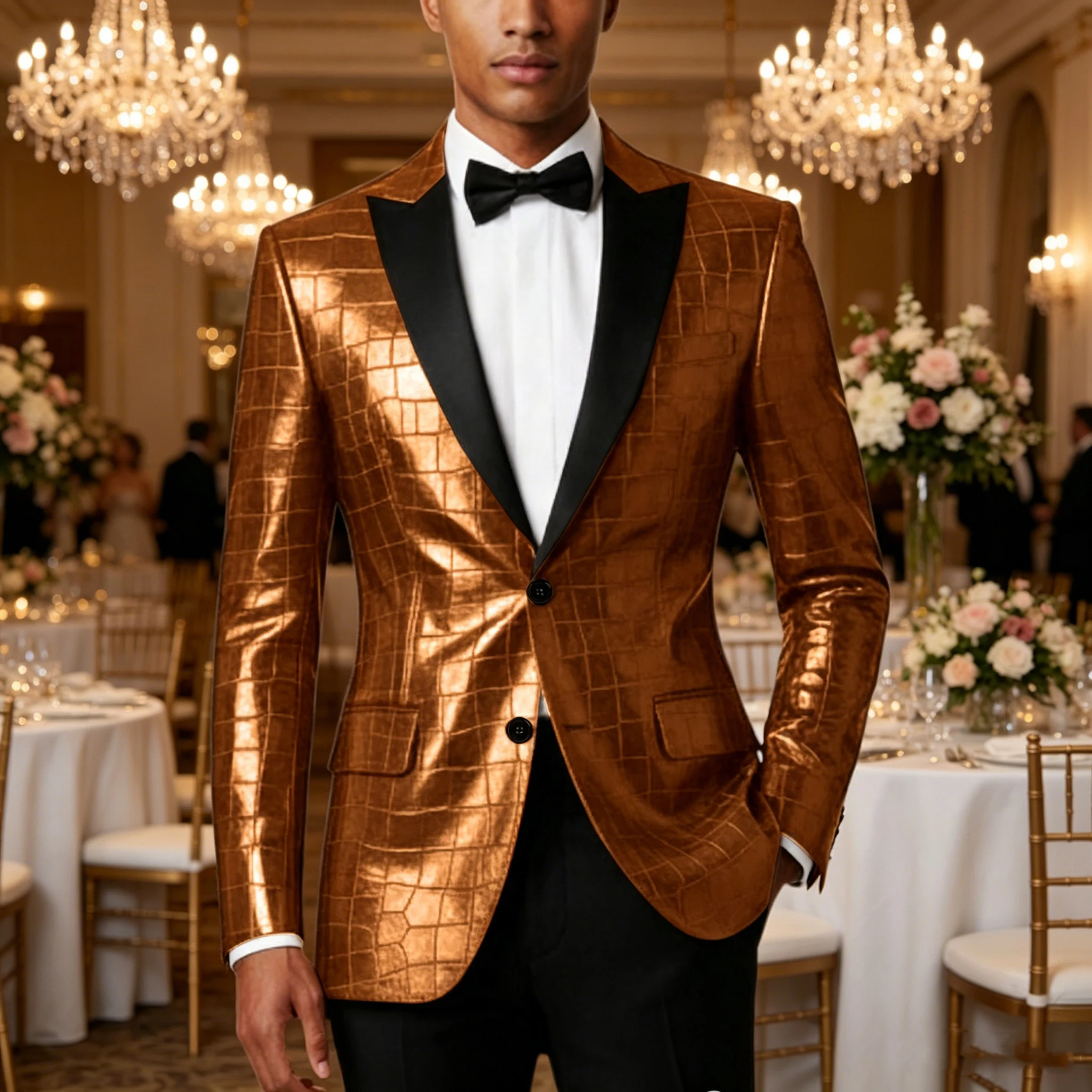 Luxury Men's Crocodile Tuxedo Blazer Faux Leather Slim Fit Black Satin Lapel Suit Jacket Casual Business Sport Coat for Wedding
Luxury Men's Crocodile Tuxedo Blazer Faux Leather Slim Fit Black Satin Lapel Suit Jacket Casual Business Sport Coat for Wedding