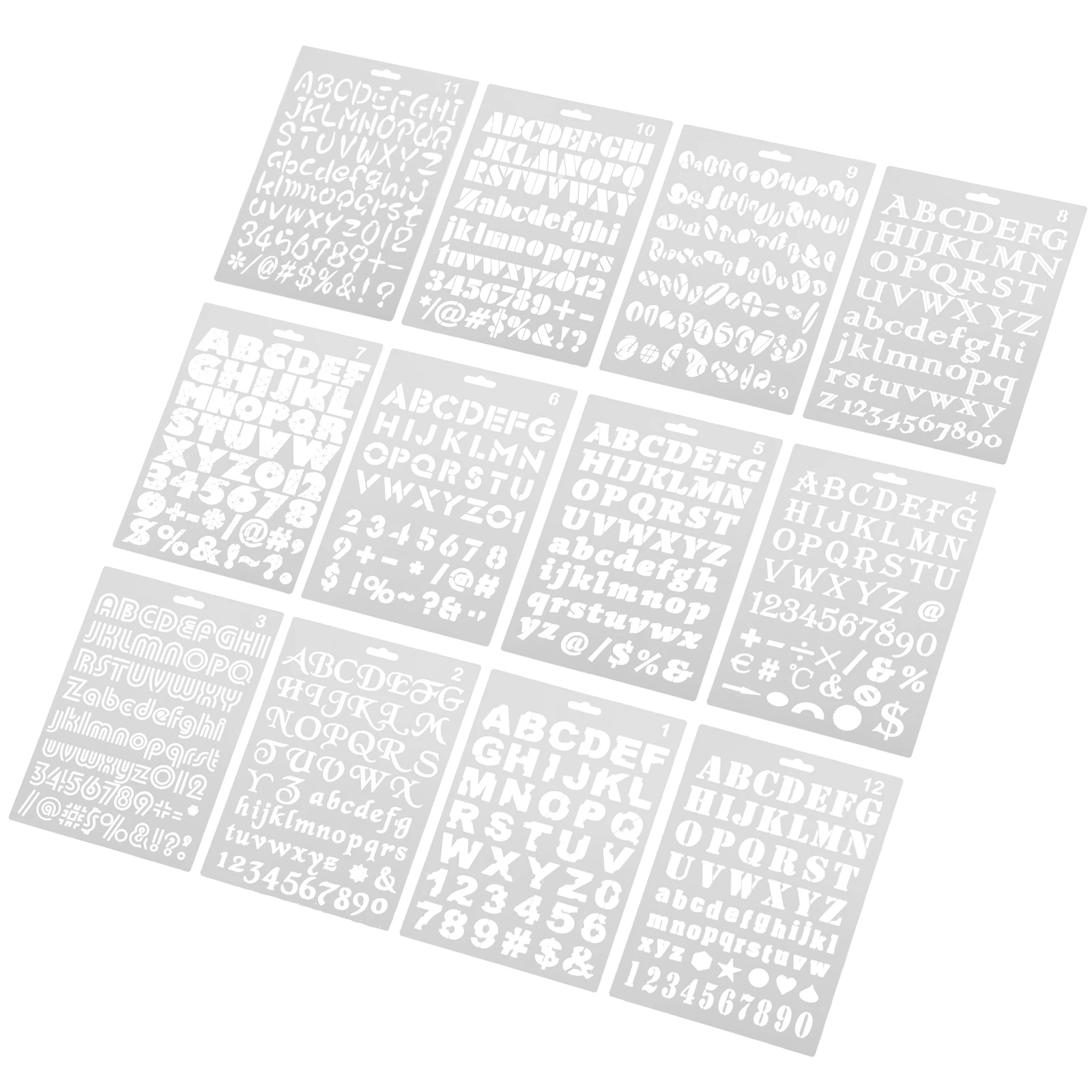 12pcs Painting Template Hollow PET Stencils Journal Letter Crafts Supplies Washable Reusable Art Tools Sealing Strip Hardware
12pcs Painting Template Hollow PET Stencils Journal Letter Crafts Supplies Washable Reusable Art Tools Sealing Strip Hardware
