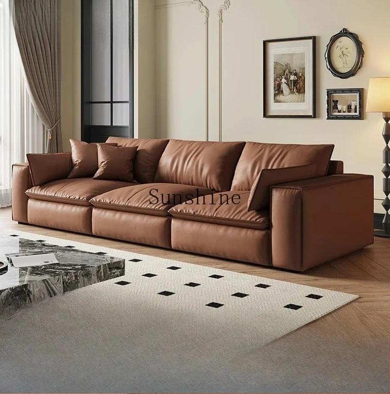 Italian simple modern living room small apartment tofu block down leather sofa
Italian simple modern living room small apartment tofu block down leather sofa