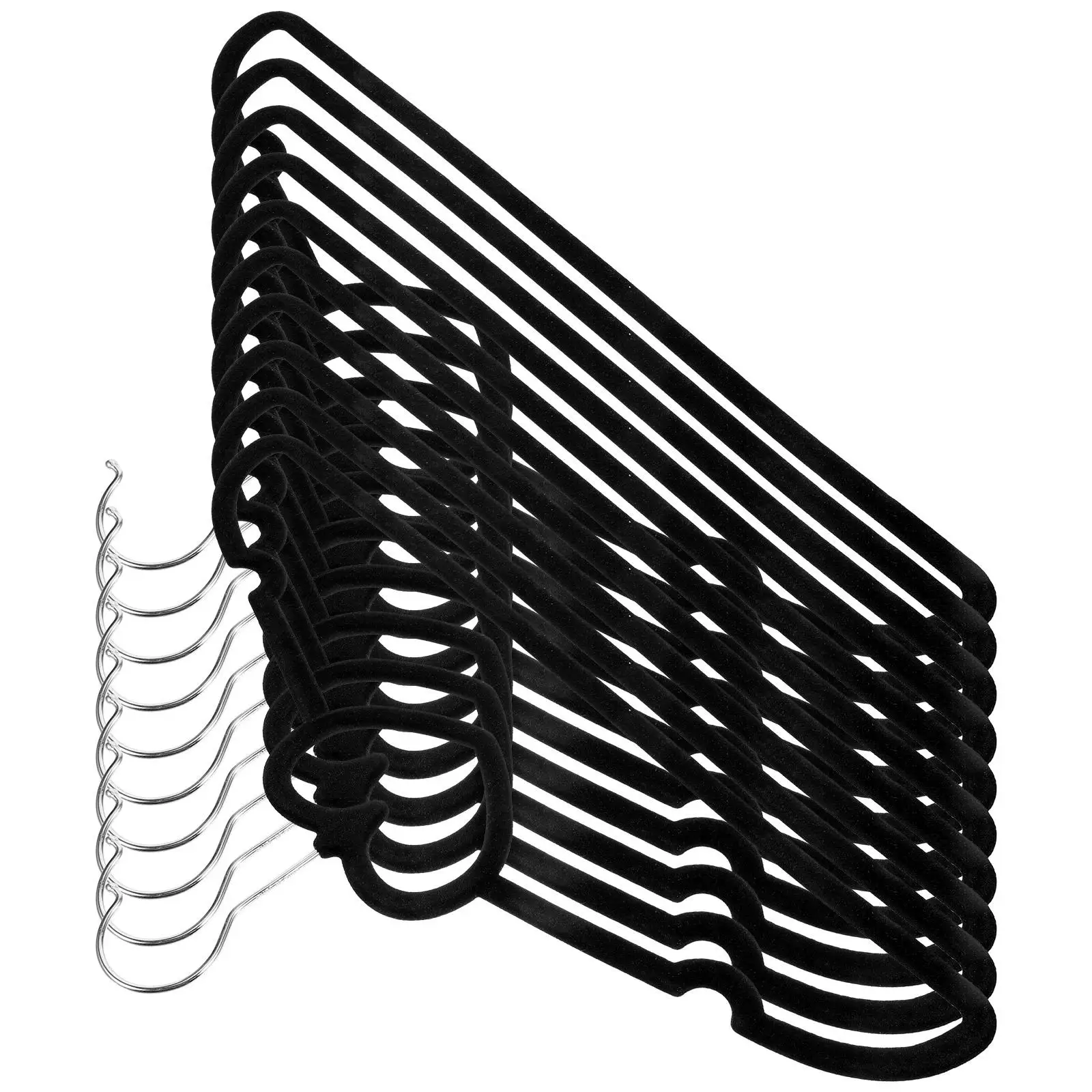 10 Pcs Black Heavy Duty Flocking Hangers Non Slip Wire Clothes Hanger Space Saving Coat Sweater Storage Solution
10 Pcs Black Heavy Duty Flocking Hangers Non Slip Wire Clothes Hanger Space Saving Coat Sweater Storage Solution