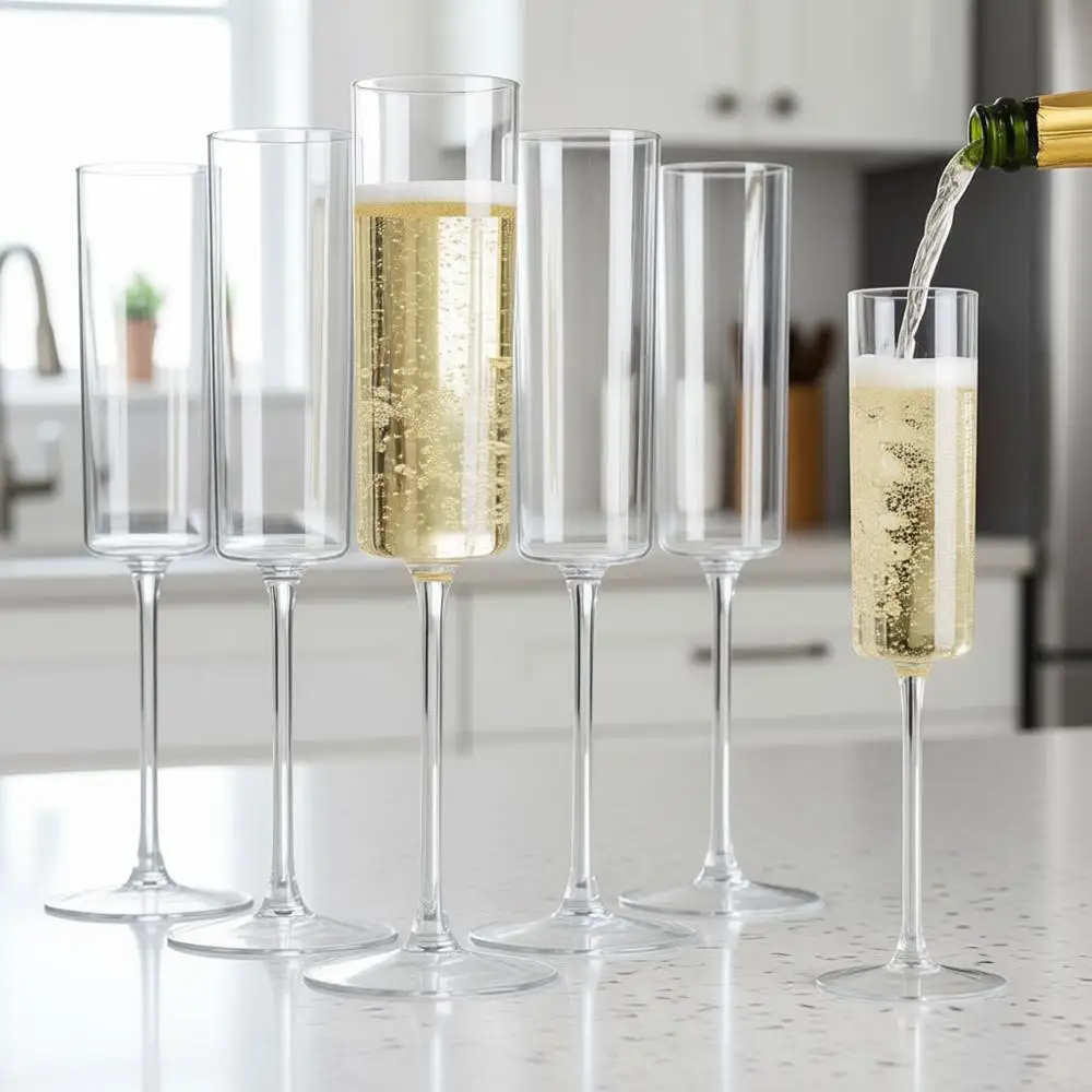 24 Pack 6 Oz Clear Disposable Champagne Lutes - Square Plastic Toasting Glasses for Party, Birthday, Anniversary, Wedding
24 Pack 6 Oz Clear Disposable Champagne Lutes - Square Plastic Toasting Glasses for Party, Birthday, Anniversary, Wedding